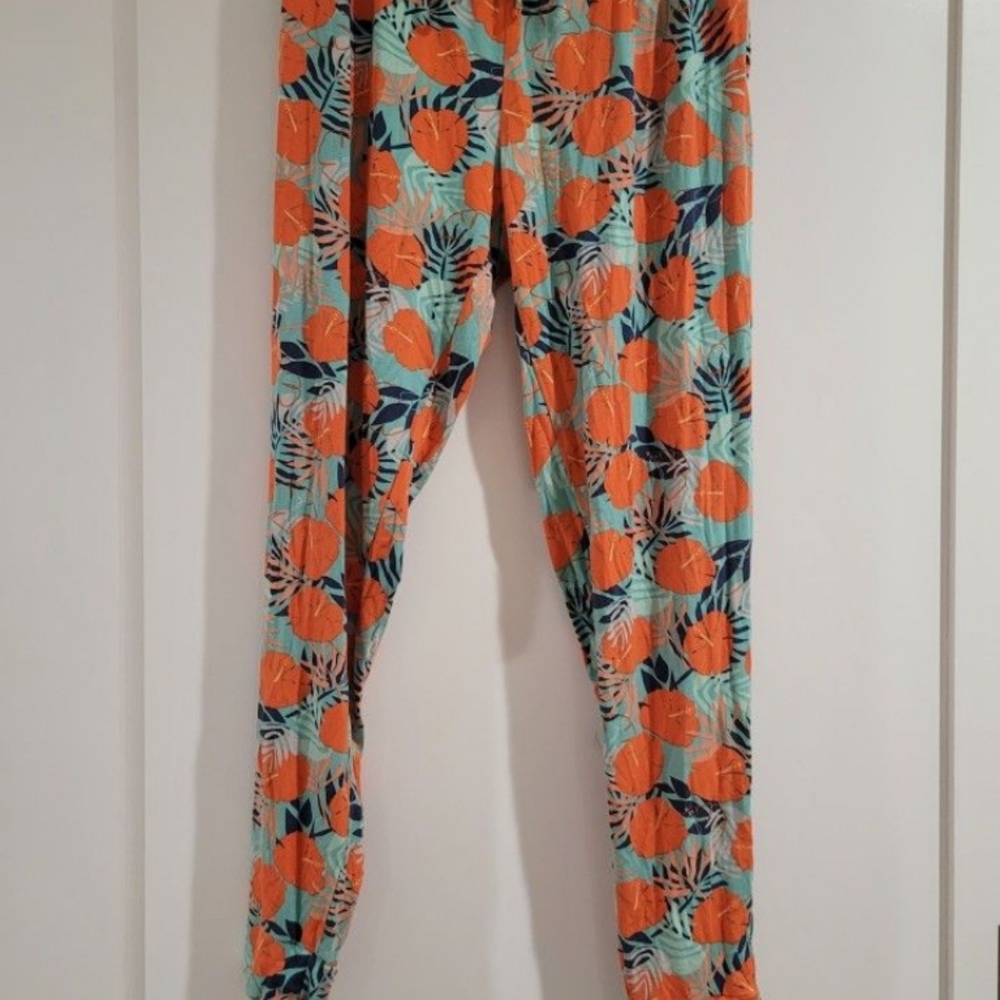 MeUndies Kids Leggings - Orange and Blue Floral